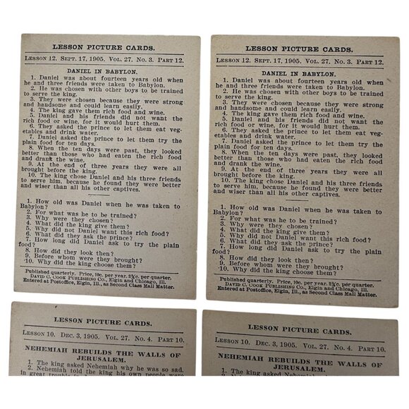 10 Antique 1905 Christian Bible Lesson Picture Cards David C Cook Duplicates - Picture 7 of 10